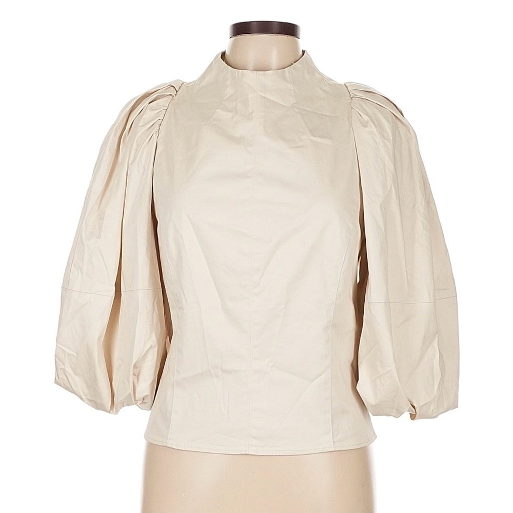 Banana Republic x Harbison Cream Puff-Sleeve High-Neck Top